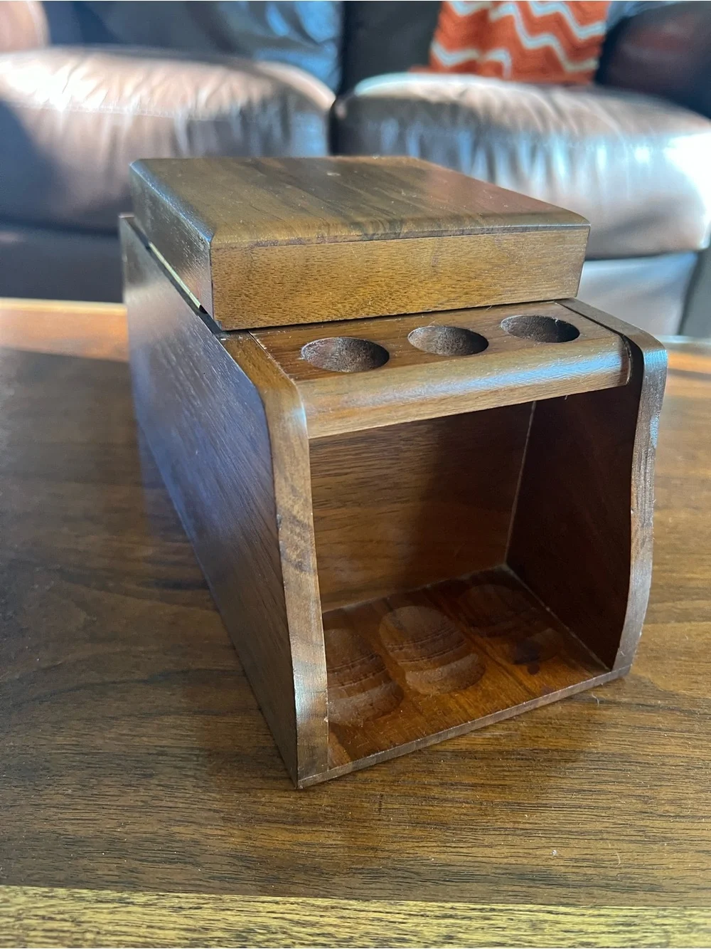 Vintage Fairfax Classic Wood 6-Pipe Holder/Display with Humidor Box